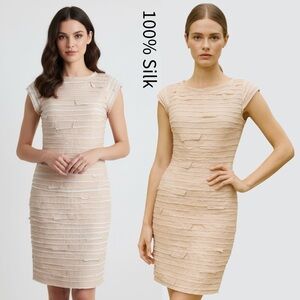 Robert Rodriguez Silk Layered Sheath Dress Pink Gray quiet Luxury Old Money 8